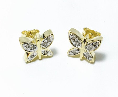 Brinco Borboleta Banho de Ouro 18K Cravejado de Zirconia Incolores | Westwing