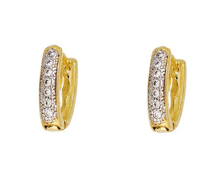 Brinco Argola Oval Venice Banho de Ouro 18K Cravação de Zirconias | Westwing