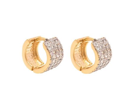 Brinco Argola Articulada Impéria Ouro 18K Cravação de Zirconias | Westwing