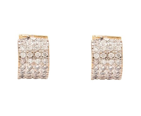 Brinco Argola Articulada Impéria Ouro 18K Cravação de Zirconias | Westwing