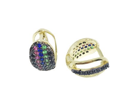 Brinco Mini Argola Rainbow Ouro 18K Cravejado com Zirconias Coloridas | Westwing