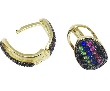 Brinco Mini Argola Rainbow Ouro 18K Cravejado com Zirconias Coloridas | Westwing