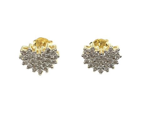 Brinco Coração Pequeno Semijoia Banho de Ouro 18K Zirconia | Westwing