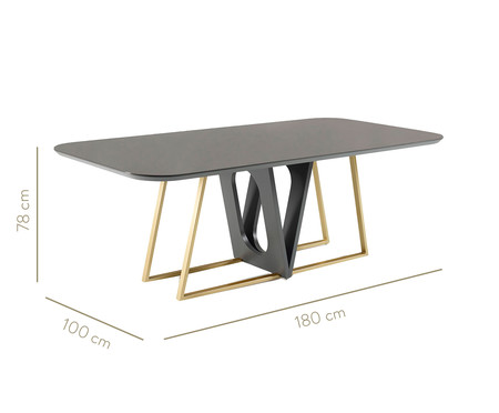 Mesa de Jantar Retangular Okka - Chumbo e Dourado | Westwing