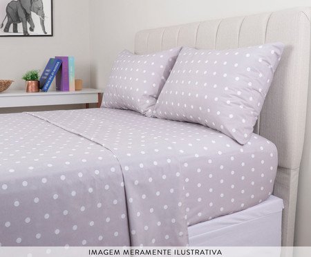 Jogo de Lençol Poa Cinza Sonhare Prata | Westwing