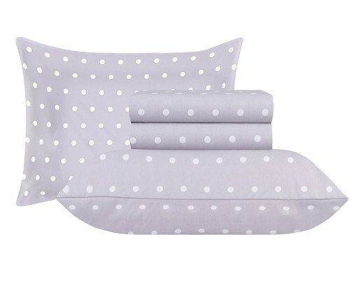 Jogo de Lençol Poa Cinza Sonhare Prata, multicolor | WestwingNow