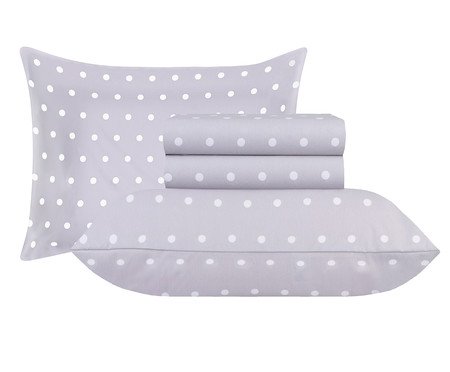 Jogo de Lençol Poa Cinza Sonhare Prata