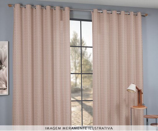 Cortina Voal Xadrez Bege Escuro, beige | WestwingNow