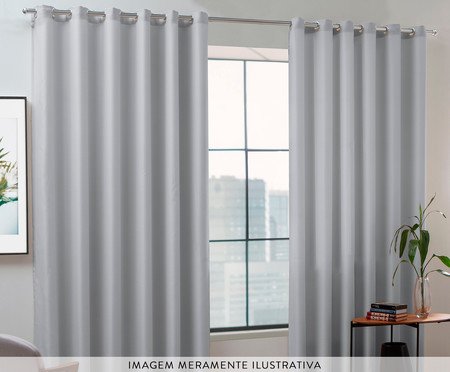 Cortina Única Linen Flax Cinza | Westwing