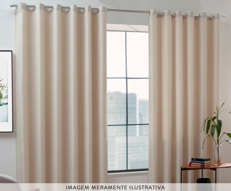 Cortina Única Linen Flax Bege Claro | Westwing