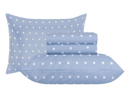 Jogo de Lençol Poa Azul Sonhare Prata
