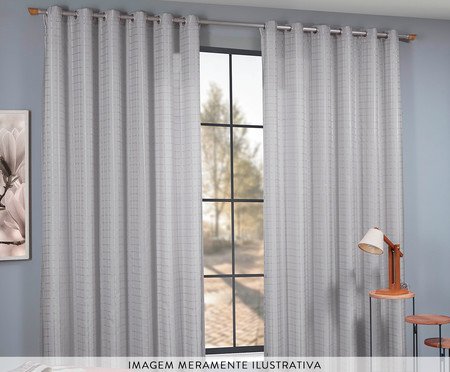 Cortina Voal Xadrez Cinza | Westwing
