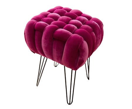 Puff Trançado em Veludo Pink | Westwing