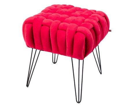 Puff Trançado em Veludo Vermelho | Westwing