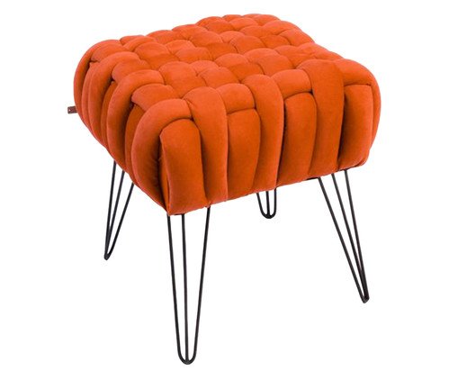 Puff Trançado em Veludo Terracota, Terracotta | WestwingNow
