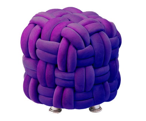 Puff Máxi Tricot em Veludo Roxo, purple | WestwingNow