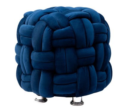 Puff Máxi Tricot em Veludo Azul Marinho | Westwing