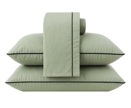 Jogo de Lençol Clássico Colorlife com Vivo Percal Verde 200 Fios | Westwing