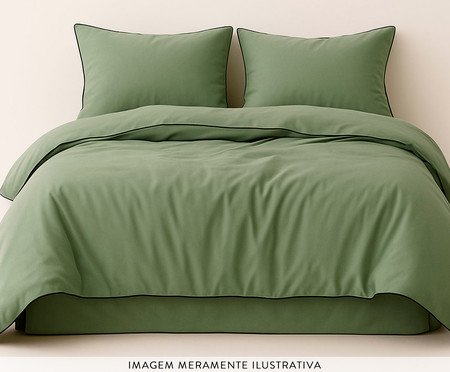 Jogo de Lençol Clássico Colorlife com Vivo Percal Verde 200 Fios | Westwing