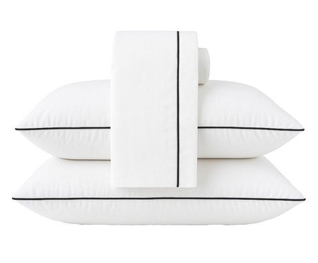 Jogo de Lençol Clássico Colorlife com Vivo Percal Branco 200 Fios