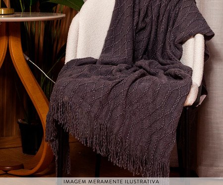 Manta Tricot Texturizada Com Franjas Cinza | Westwing