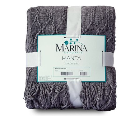 Manta Tricot Texturizada Com Franjas Cinza | Westwing