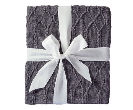 Manta Tricot Texturizada Com Franjas Cinza | Westwing