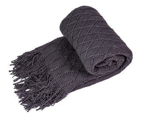 Manta Tricot Texturizada Com Franjas Cinza | Westwing