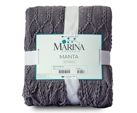 Manta Tricot Texturizada com Franjas Cinza | Westwing