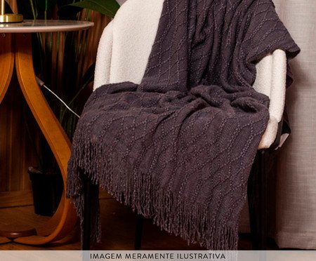 Manta Tricot Texturizada com Franjas Cinza | Westwing