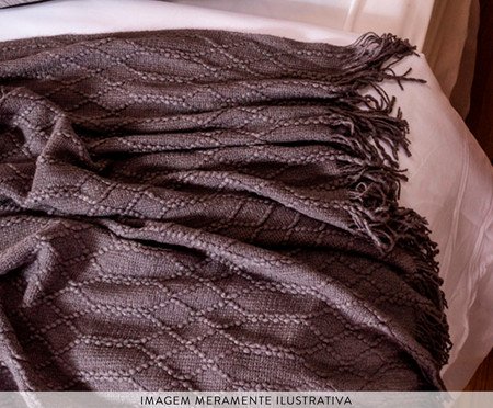Manta Tricot Texturizada com Franjas Cinza | Westwing