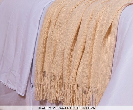 Manta Tricot Texturizada Com Franjas Cru | Westwing