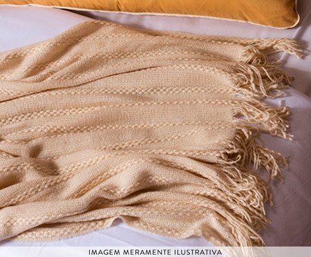 Manta Tricot Texturizada Com Franjas Cru | Westwing