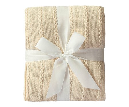 Manta Tricot Texturizada Com Franjas Cru | Westwing