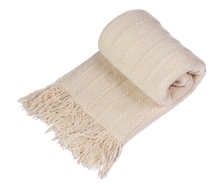 Manta Tricot Texturizada Com Franjas Cru | Westwing