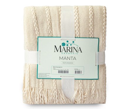 Manta Tricot Texturizada com Franjas Cru | Westwing