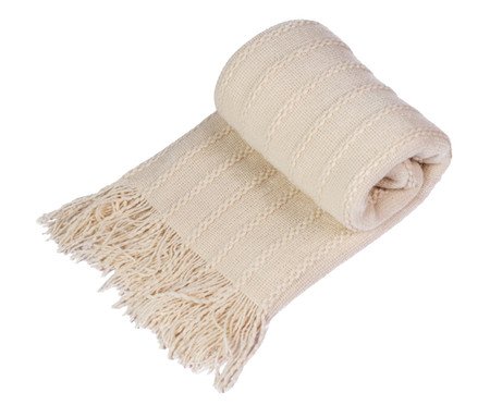 Manta Tricot Texturizada com Franjas Cru | Westwing