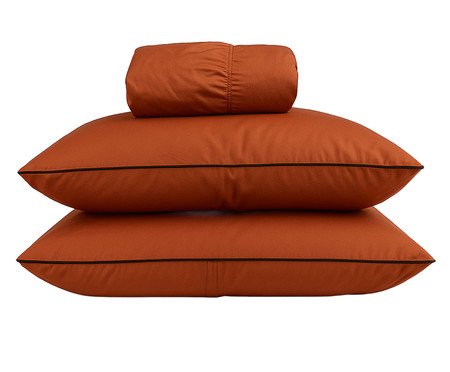 Jogo de Lençol Classic Colorlife Percal Terracota 200 Fios | Westwing