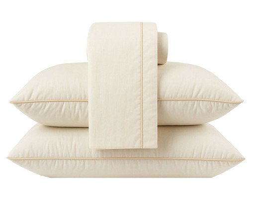 Jogo de Lençol Clássico Colorlife com Vivo Percal Off-White 200 Fios, white | WestwingNow