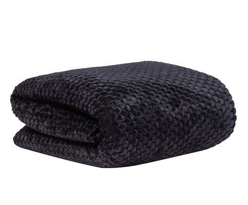 Cobertor Aveludado Manta Soft Touch Flannel Jaquard Preto, black | WestwingNow