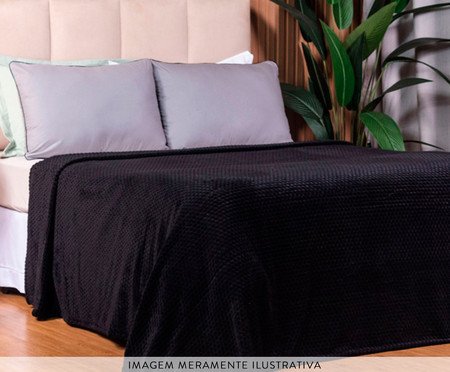 Cobertor Aveludado Manta Soft Touch Flannel Jaquard Preto | Westwing