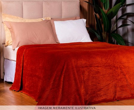 Cobertor Aveludado Manta Soft Touch Flannel Jaquard Terracota | Westwing