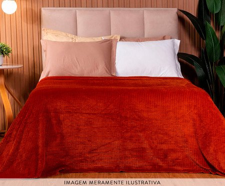 Cobertor Aveludado Manta Soft Touch Flannel Jaquard Terracota | Westwing