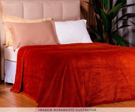 Cobertor Aveludado Manta Soft Touch Flannel Jaquard Terracota | Westwing