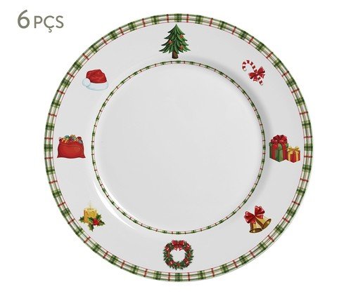 Jogo de Pratos Raso Jingle Bells, multicolor | WestwingNow
