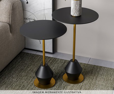 Conjunto Mesa de Canto Asti Preta | Westwing