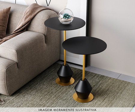 Conjunto Mesa de Canto Asti Preta | Westwing