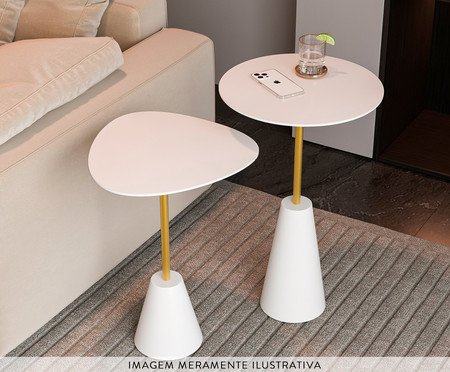 Conjunto Mesa de Canto Napoli Branca | Westwing