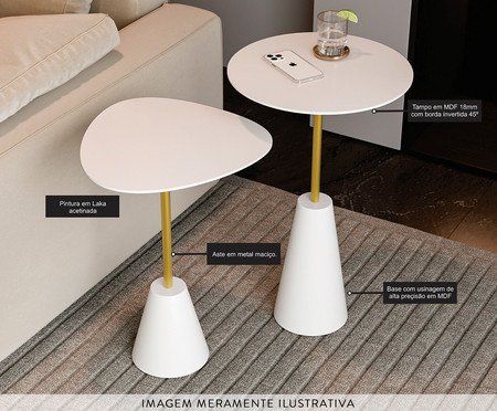 Conjunto Mesa de Canto Napoli Branca | Westwing