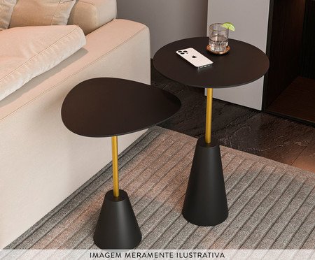 Conjunto Mesa de Canto Napoli Preta | Westwing